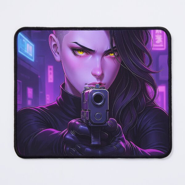 Item preview, Front-Facing Cyberpunk Assassin Aiming A Weapon designed and sold by abanoubnabil.