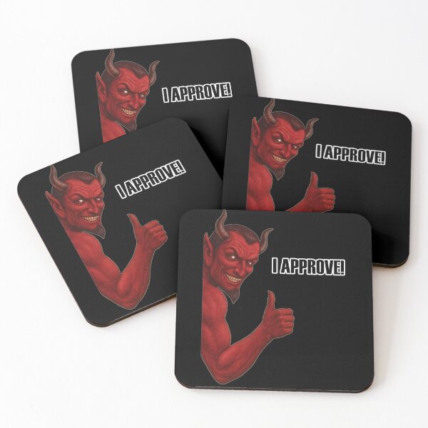 Item preview, Funny Devil “I APPROVE!” Meme – Dark Humor Thumbs Up Sticker Art designed and sold by Stinky Lincy's Apparel Company.