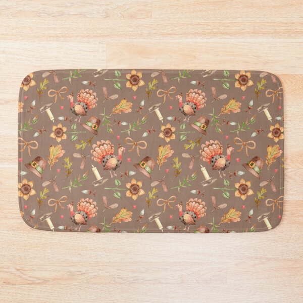 Item preview, Thanksgiving Pattern with Turkey, Pilgrim Hat & Autumn Elements designed and sold by White Rabbit Design .