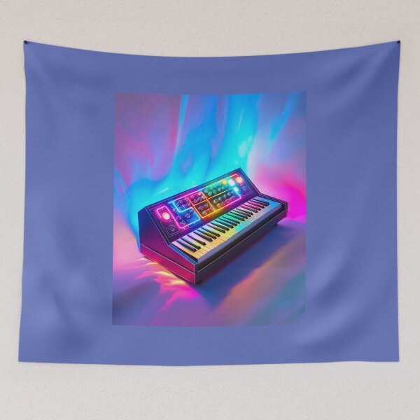 Item preview, 3d Render Of Analog Synthesizer Neon, Vibrant designed and sold by Checho30.