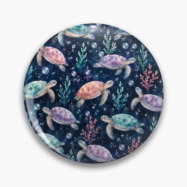 Item preview, Whimsical Watercolor Sea Turtles & Coral Pattern designed and sold by RkskArt.