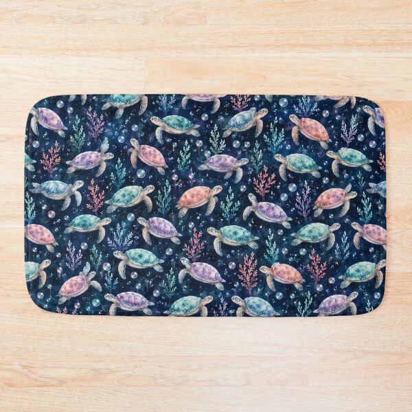 Item preview, Whimsical Watercolor Sea Turtles & Coral Pattern designed and sold by RkskArt.