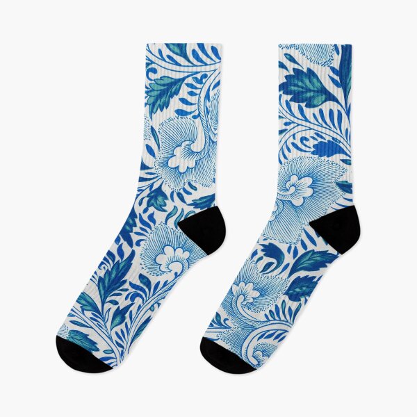 Item preview, Blue and White Floral Pattern – Vintage Botanical Ornament designed and sold by Good_Things.