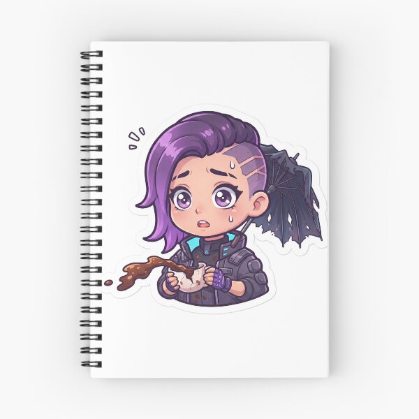 Item preview, Hiril Sindarim Cute Chibi Cyberpunk Girl Murphy's Law Spilled Coffee Art designed and sold by Hiril Radio Hub.