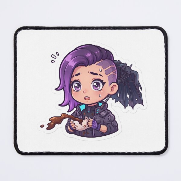Item preview, Hiril Sindarim Cute Chibi Cyberpunk Girl Murphy's Law Spilled Coffee Art designed and sold by Hiril Radio Hub.