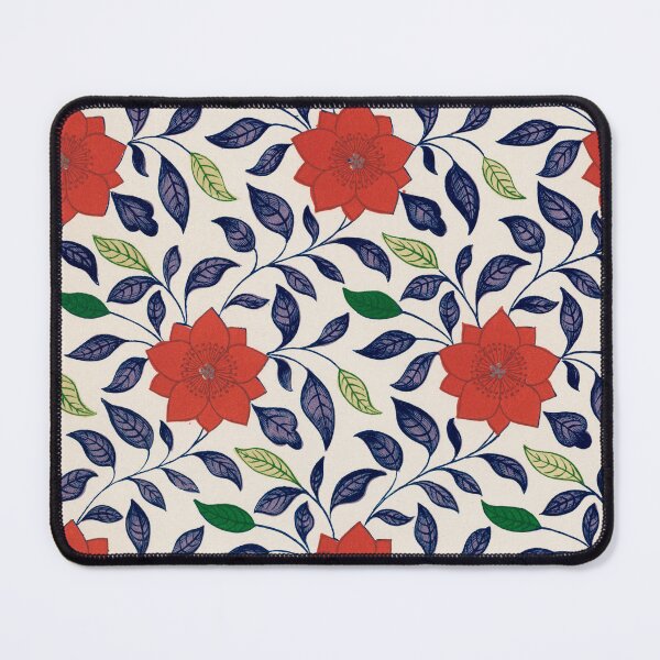 Item preview, Red Flower Botanical Pattern – Navy Green Vintage Floral Design designed and sold by Good_Things.