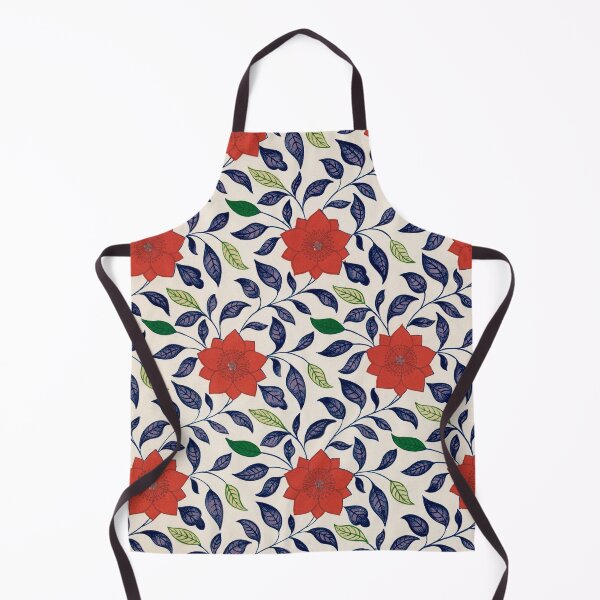 Item preview, Red Flower Botanical Pattern – Navy Green Vintage Floral Design designed and sold by Good_Things.