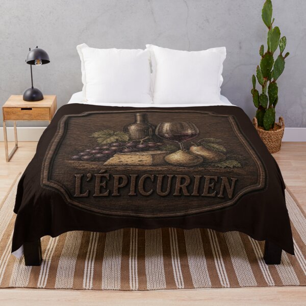 Item preview, L'Épicurien | Vintage Wine Pairing and Cheese Wood Engraving designed and sold by FadedFrequency.