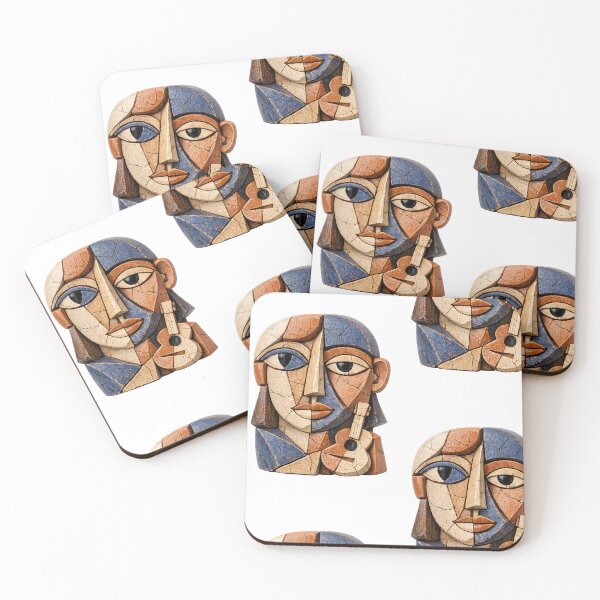 Item preview, Abstract Cubist Face Textured Mosaic Portrait Art designed and sold by Ink-verse-.