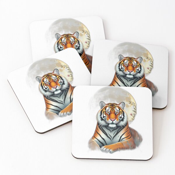 Item preview, Mystical Tiger Portrait with Golden Moon designed and sold by profustock.