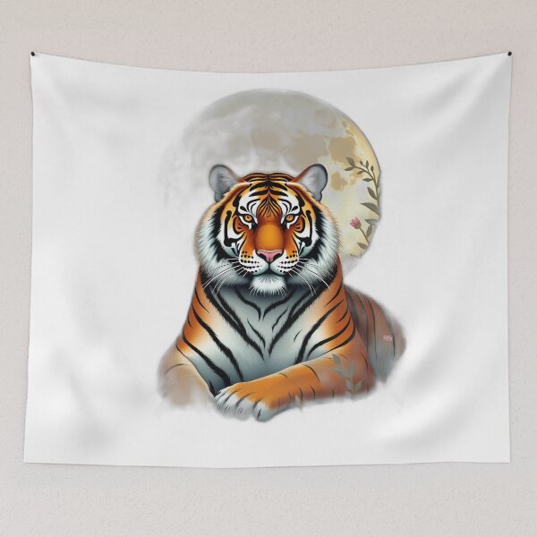 Item preview, Mystical Tiger Portrait with Golden Moon designed and sold by profustock.