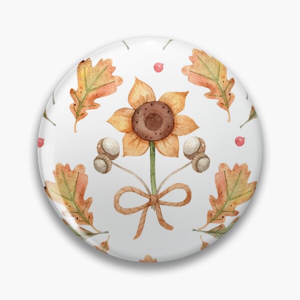 Item preview, Autumn Sunflowers & Oak Leaves – Watercolor Fall Pattern designed and sold by White Rabbit Design .
