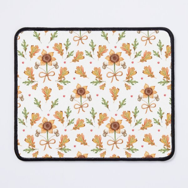 Item preview, Autumn Sunflowers & Oak Leaves – Watercolor Fall Pattern designed and sold by White Rabbit Design .