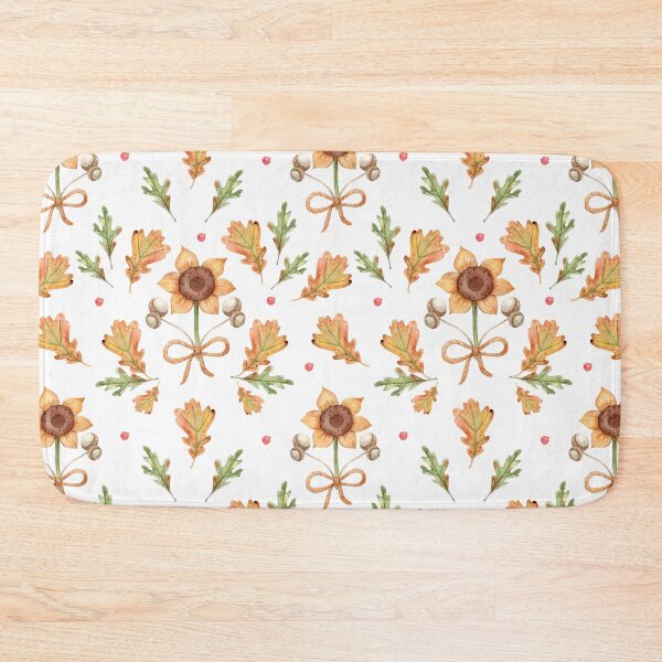 Item preview, Autumn Sunflowers & Oak Leaves – Watercolor Fall Pattern designed and sold by White Rabbit Design .
