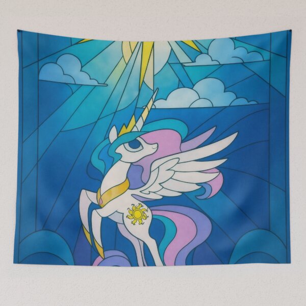 Item preview, Celestial Sun Alicorn - Stained Glass Digital Art Poster designed and sold by Billy Morfo™.