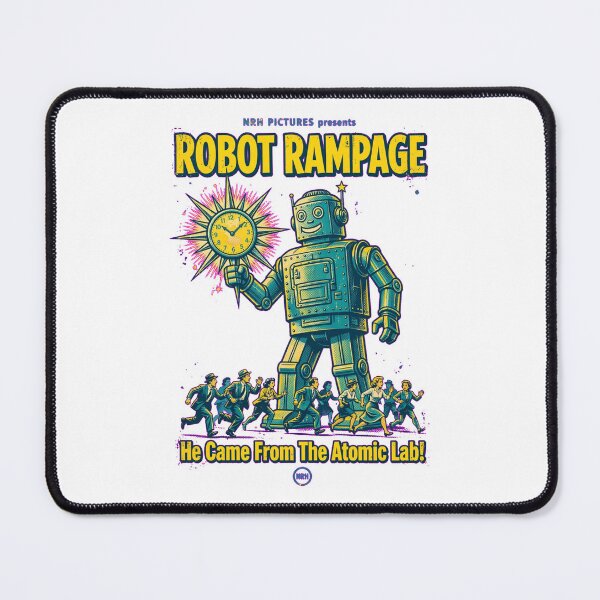 Item preview, Robot Rampage Atomic Lab Movie Poster designed and sold by Normandy Road Heritage™ - Vintage Garage Art.