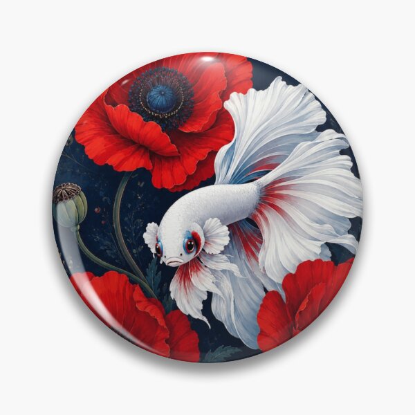 Item preview, White Betta Fish Among Red Poppies designed and sold by Pure Craft.