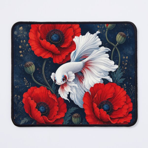 Item preview, White Betta Fish Among Red Poppies designed and sold by Rohan132.