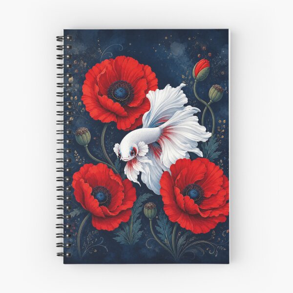Item preview, White Betta Fish Among Red Poppies designed and sold by Rohan132.