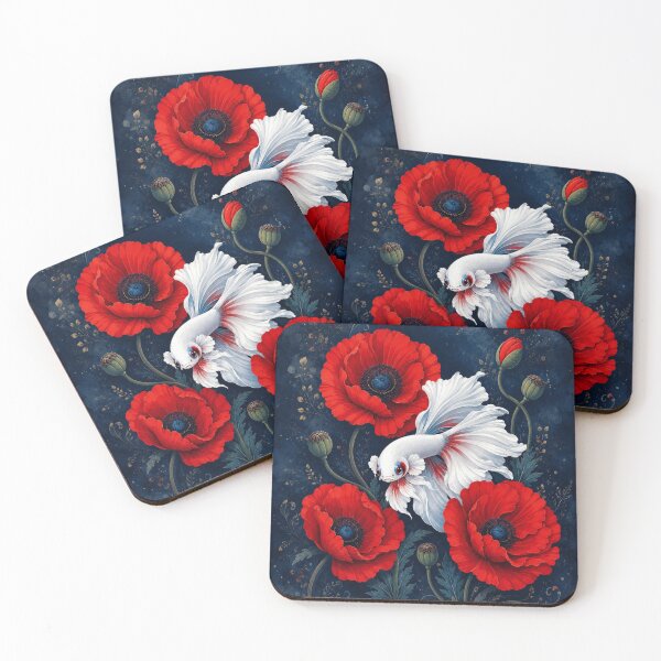 Item preview, White Betta Fish Among Red Poppies designed and sold by Rohan132.