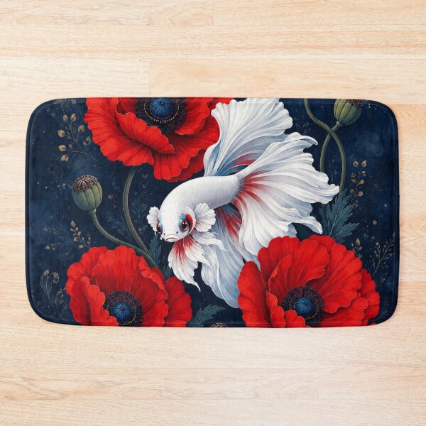 Item preview, White Betta Fish Among Red Poppies designed and sold by Rohan132.