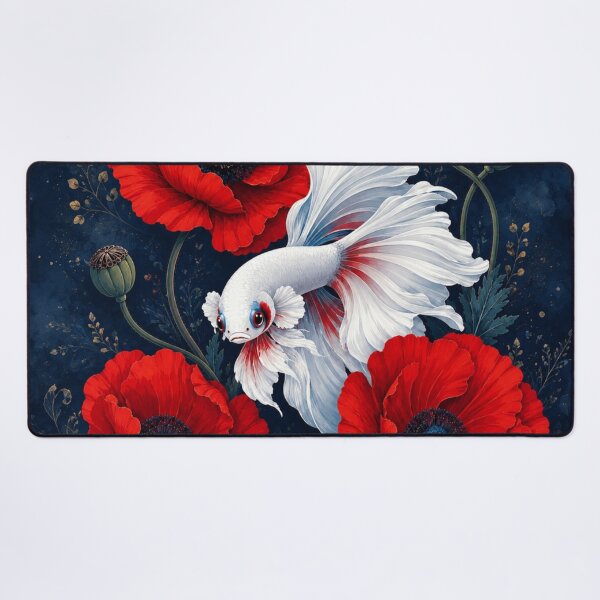 Item preview, White Betta Fish Among Red Poppies designed and sold by Rohan132.