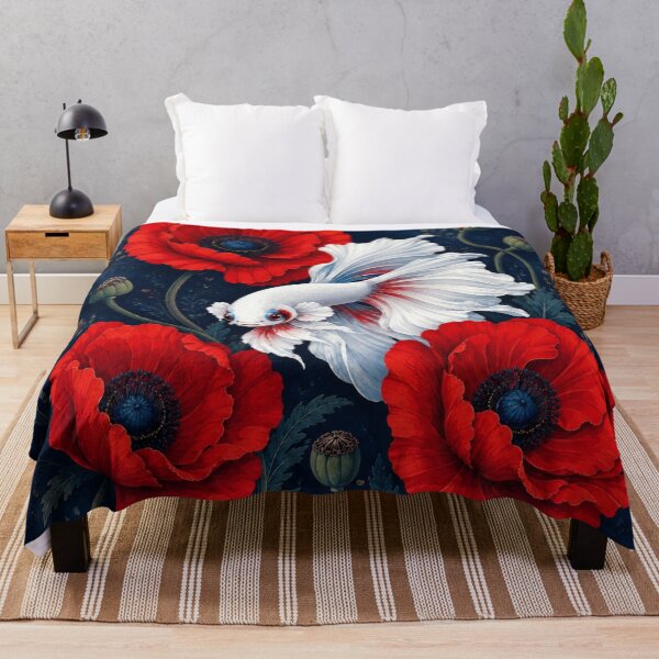 Item preview, White Betta Fish Among Red Poppies designed and sold by Rohan132.