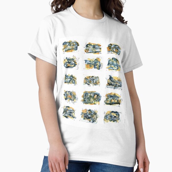 Aquarelle blue et jaune de Naples complet T-shirt classique