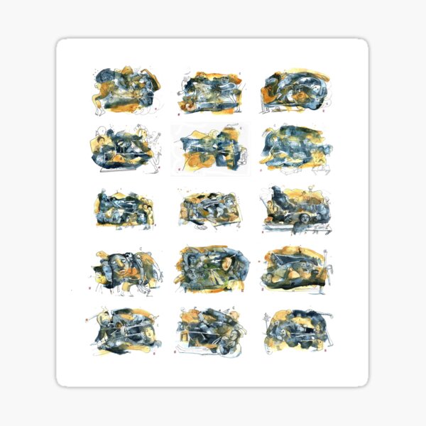 Aquarelle blue et jaune de Naples complet Sticker