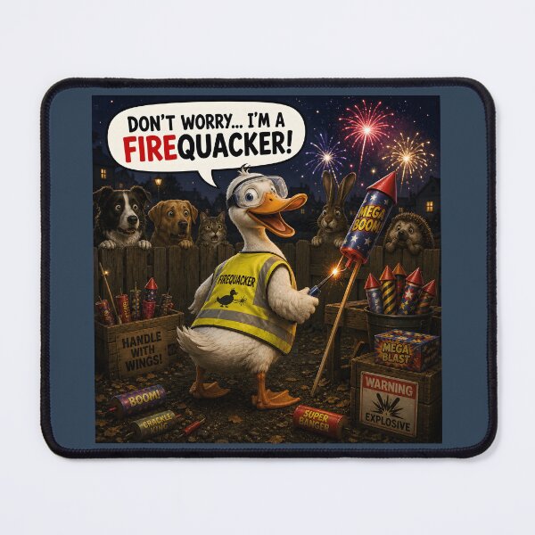 Item preview, Firequacker Funny Duck Fireworks Pun designed and sold by Hornace88studio.