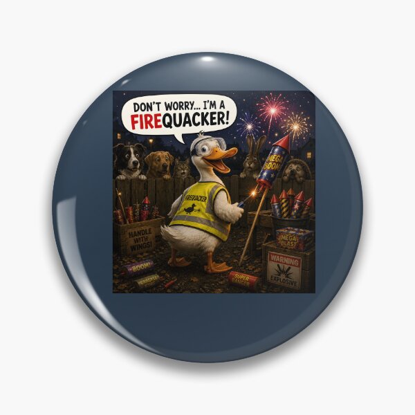 Item preview, Firequacker Funny Duck Fireworks Pun designed and sold by Hornace88studio.