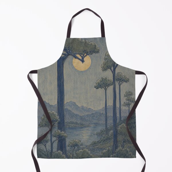 Item preview, Serene moonlit forest landscape with tall trees and lake designed and sold by Rue Design Company.
