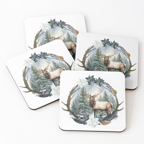 Item preview, Winter Watch. Elk in a winter scene and antler frame designed and sold by South 500 Photography.