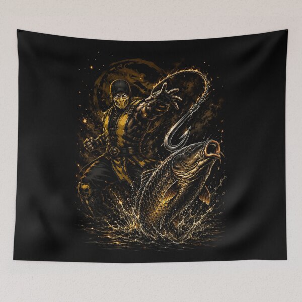 Item preview, Get Over Here Funny Retro Fighting Game Fishing Parody designed and sold by GeekAnglerStore.