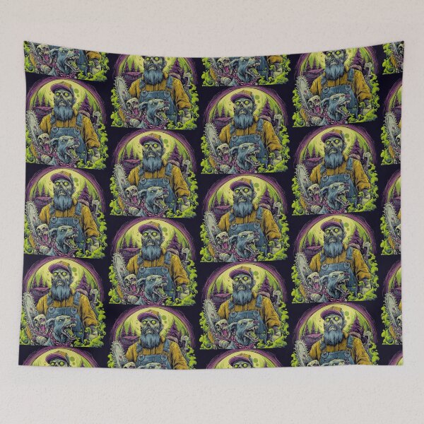 Item preview, Zombie Lumberjack Chainsaw & Attack Hound Dark Fantasy Graphic designed and sold by TOCOCLAWS.