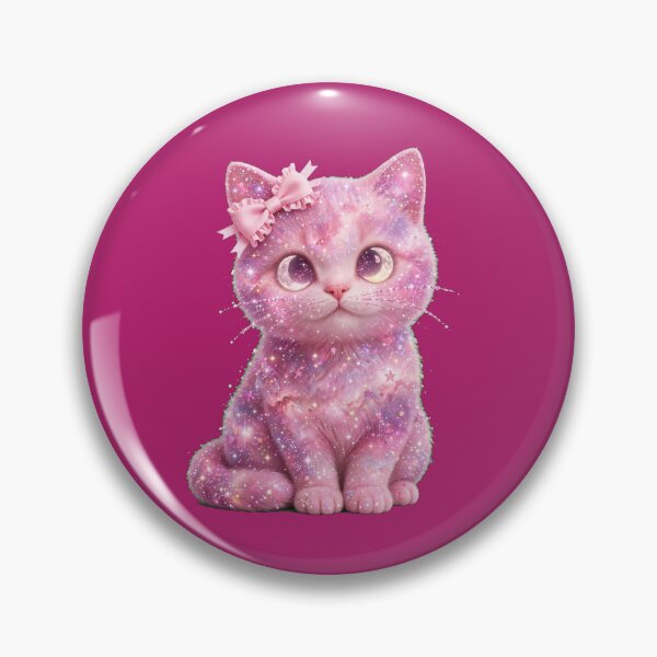 Item preview, Pink Starry Galaxy Cat - Sitting Coquette Kitten with Bow - Pastel Constellation Cat designed and sold by PrettyCrypt.
