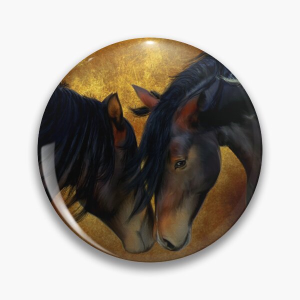 Artikelvorschau, Wilde Mustang-Bindung – Zwei Pferde schmusen miteinander. entworfen und verkauft von BHDigitalArt.