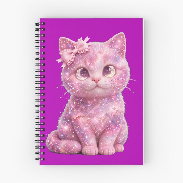 Item preview, Pink Starry Galaxy Cat - Sitting Coquette Kitten with Bow - Pastel Constellation Cat designed and sold by PrettyCrypt.