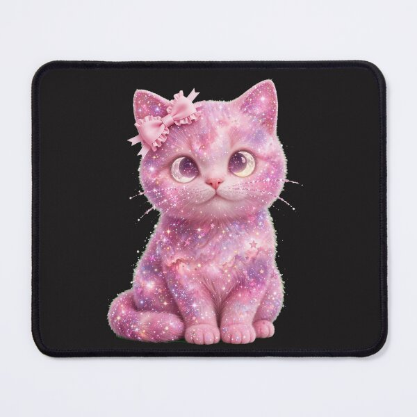 Item preview, Pink Starry Galaxy Cat - Sitting Coquette Kitten with Bow - Pastel Constellation Cat designed and sold by PrettyCrypt.