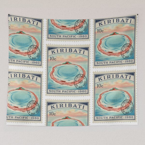 Item preview, Kiribati Pacific Atoll Ring Turquoise Lagoon Stamp Sticker designed and sold by stickercuffs.