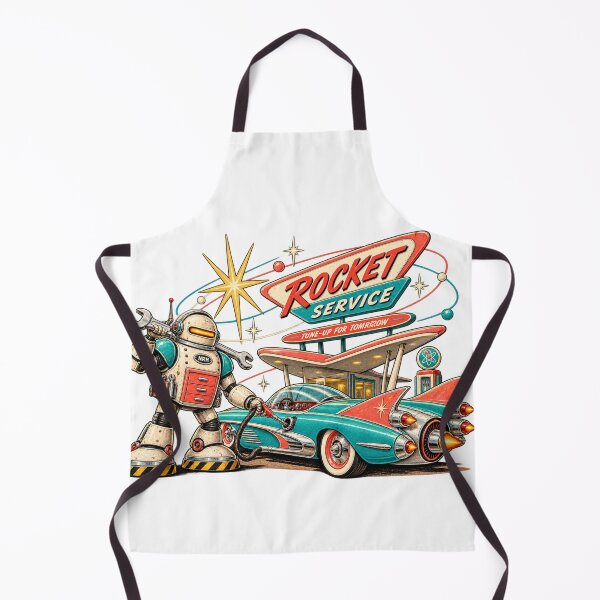 Item preview, Rocket Service Robot Mechanic Garage designed and sold by Normandy Road Heritage™ - Vintage Garage Art.