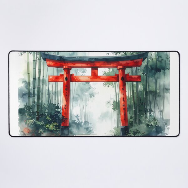 Item preview, Red Torii Gate in Misty Bamboo Forest designed and sold by BetweenForms.