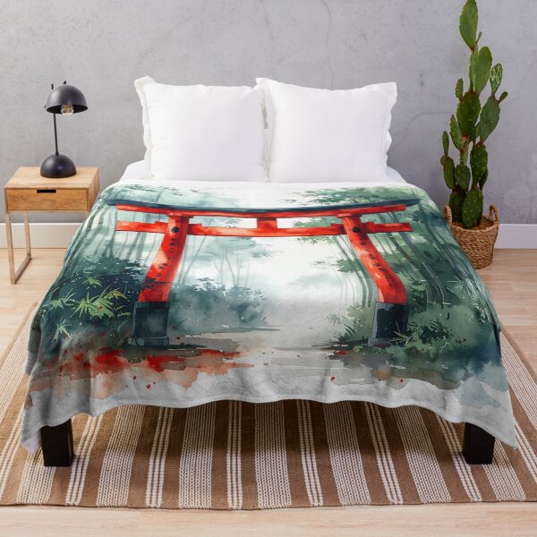 Item preview, Red Torii Gate in Misty Bamboo Forest designed and sold by BetweenForms.