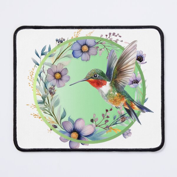 Item preview, Colorful Hummingbird with floral frame. designed and sold by South 500 Photography.