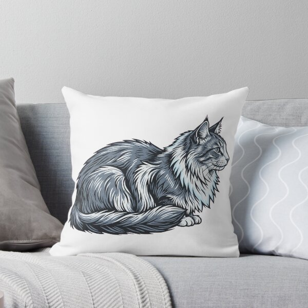 Item preview, Norwegian Forest Cat Frost Linocut Portrait Art designed and sold by Ninjacatoff.