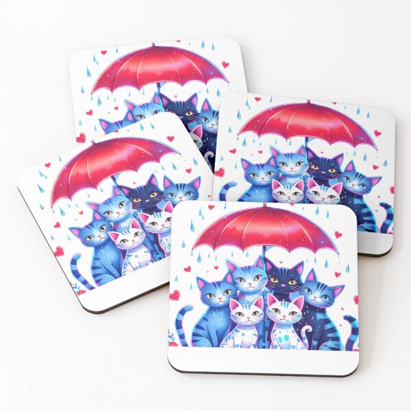 Item preview, -  Cats Under Red Umbrella designed and sold by MyCalmDraw.