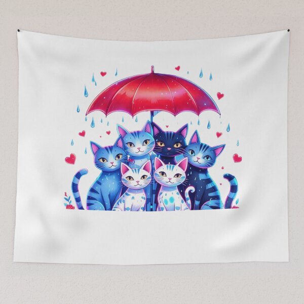 Item preview, -  Cats Under Red Umbrella designed and sold by MyCalmDraw.