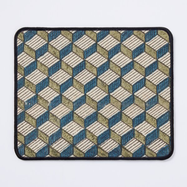 Item preview, Vintage 3D Cube Pattern – Blue Olive Geometric Optical Design designed and sold by Good_Things.