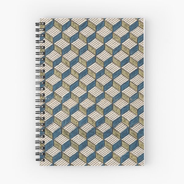 Item preview, Vintage 3D Cube Pattern – Blue Olive Geometric Optical Design designed and sold by Good_Things.