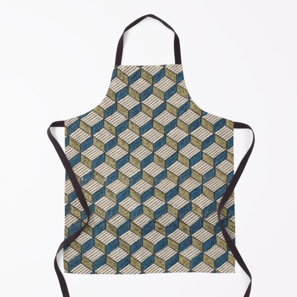 Item preview, Vintage 3D Cube Pattern – Blue Olive Geometric Optical Design designed and sold by Good_Things.